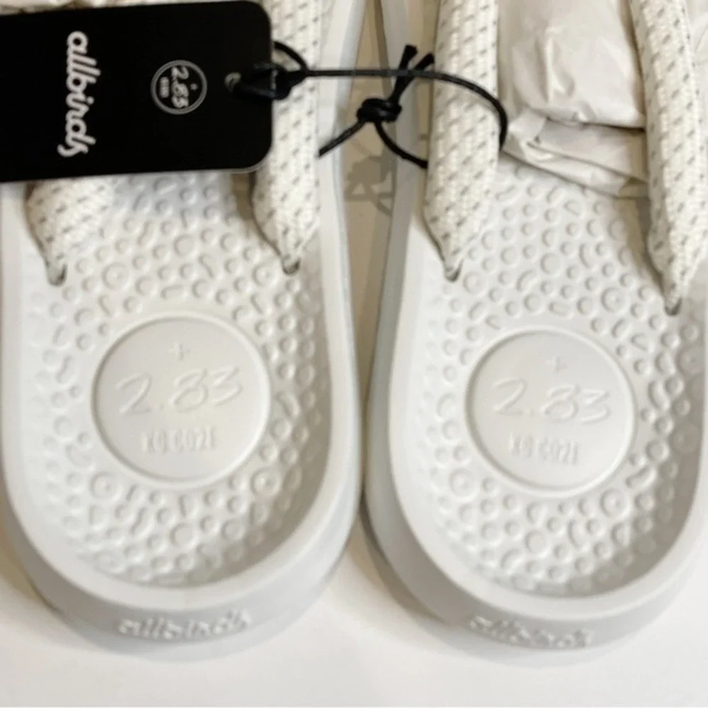 Allbirds Slides Mens Size 10 Sugar Zeffer Flip Flops‎ Unisex White Blizzard NWT - Picture 8 of 13